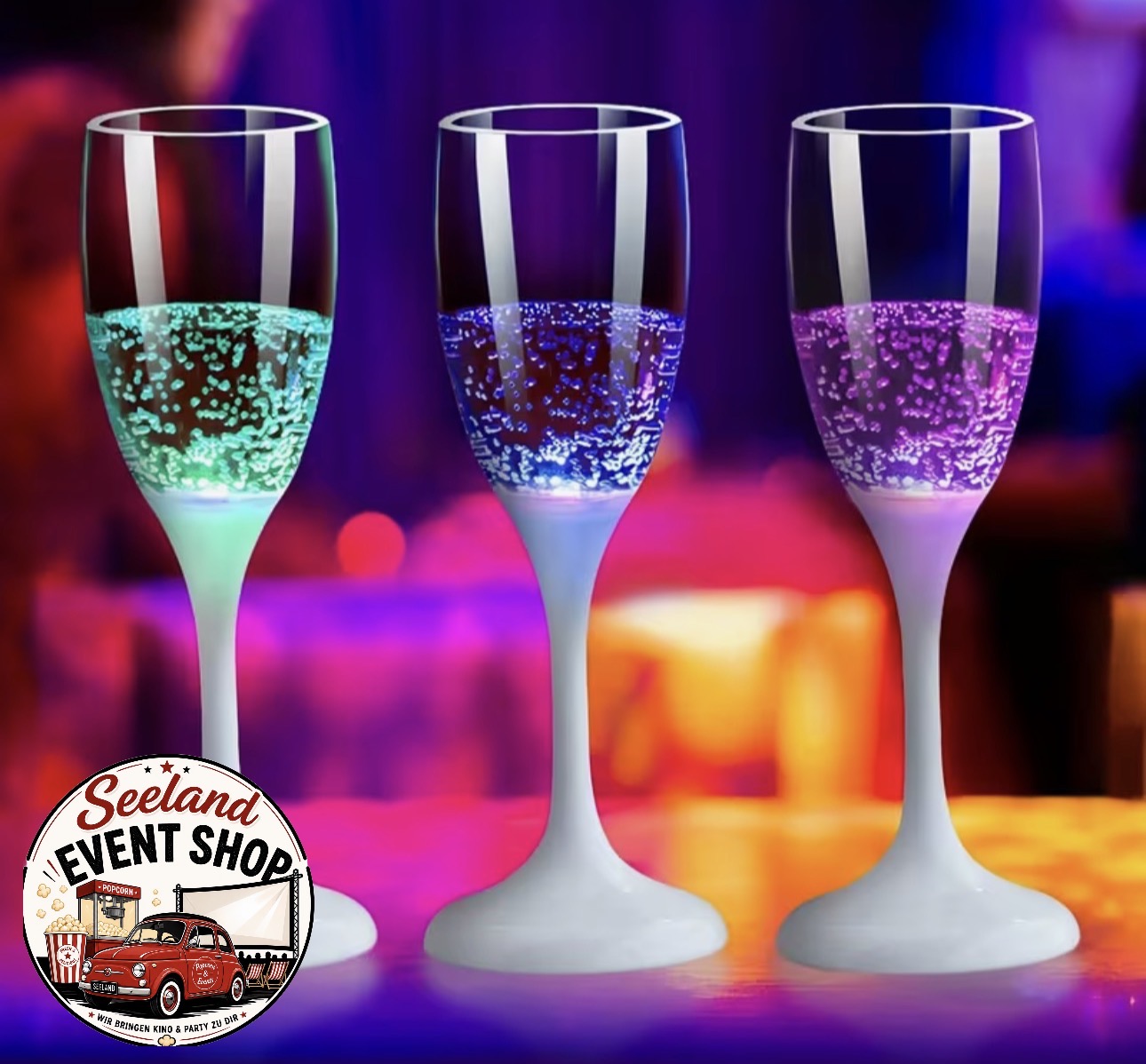 LED Champagnergläser – leuchtende Partygläser