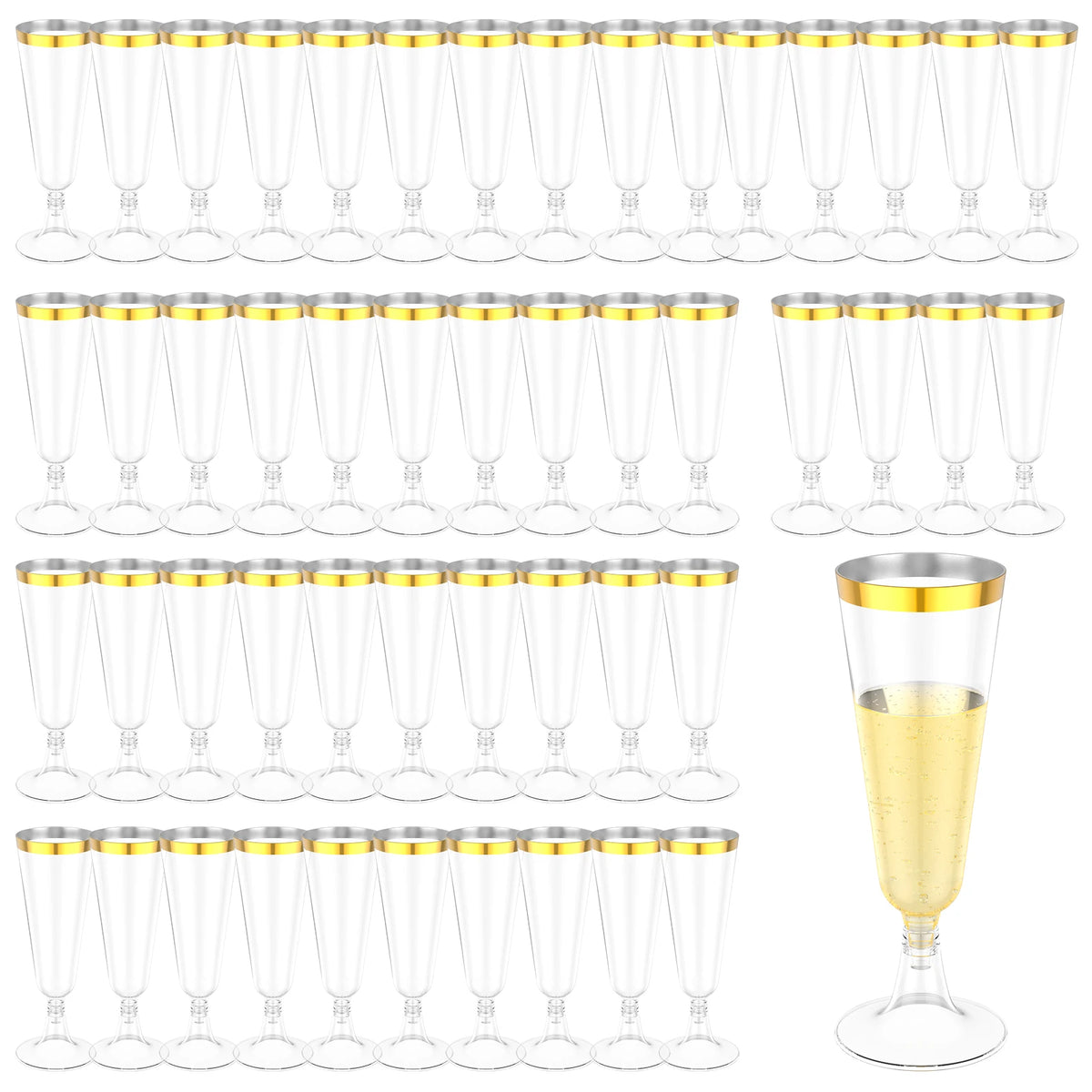 50er Set Elegante Champagnergläser mit Goldrand