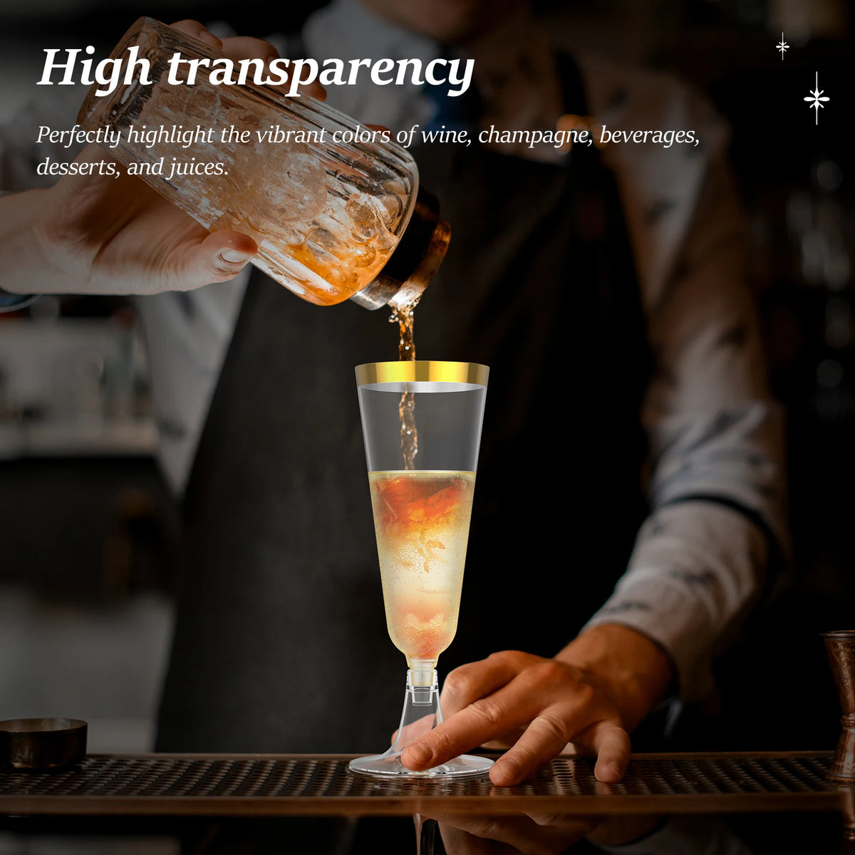 50er Set Elegante Champagnergläser mit Goldrand