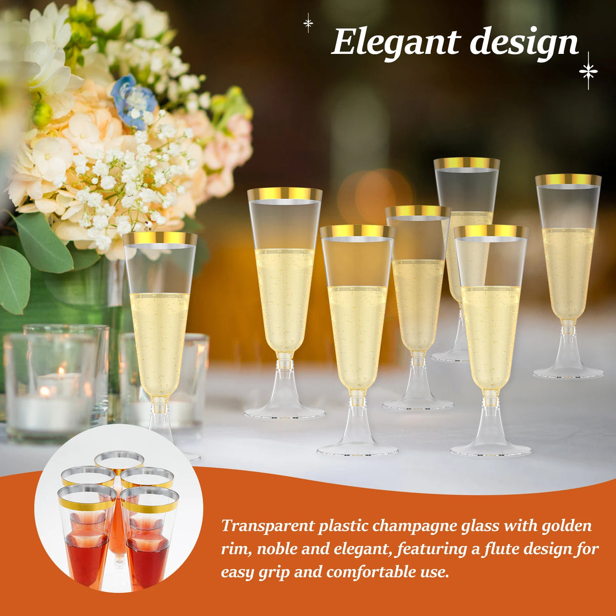 50er Set Elegante Champagnergläser mit Goldrand