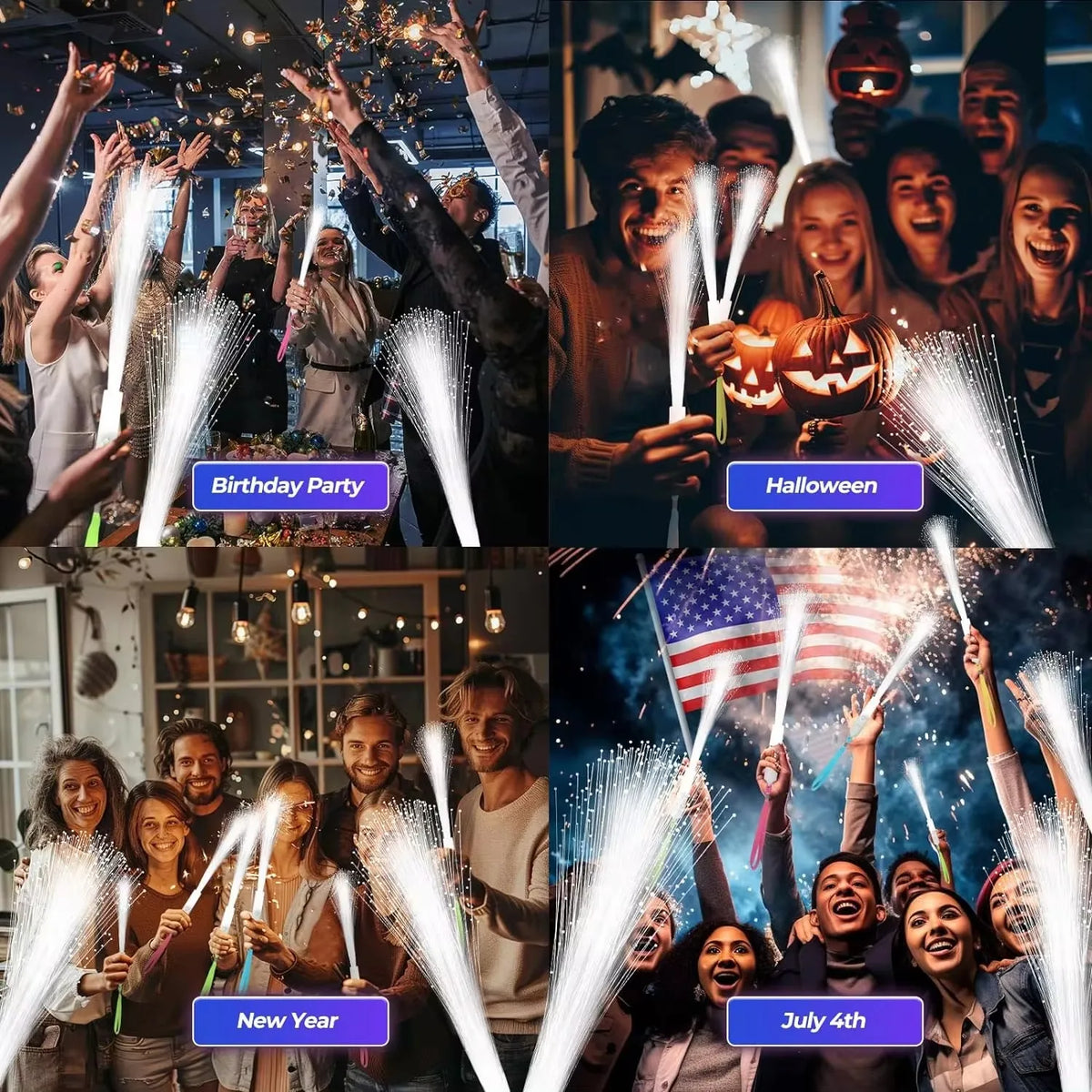 LED Glasfaser-Leuchtstäbe – Party & Hochzeit