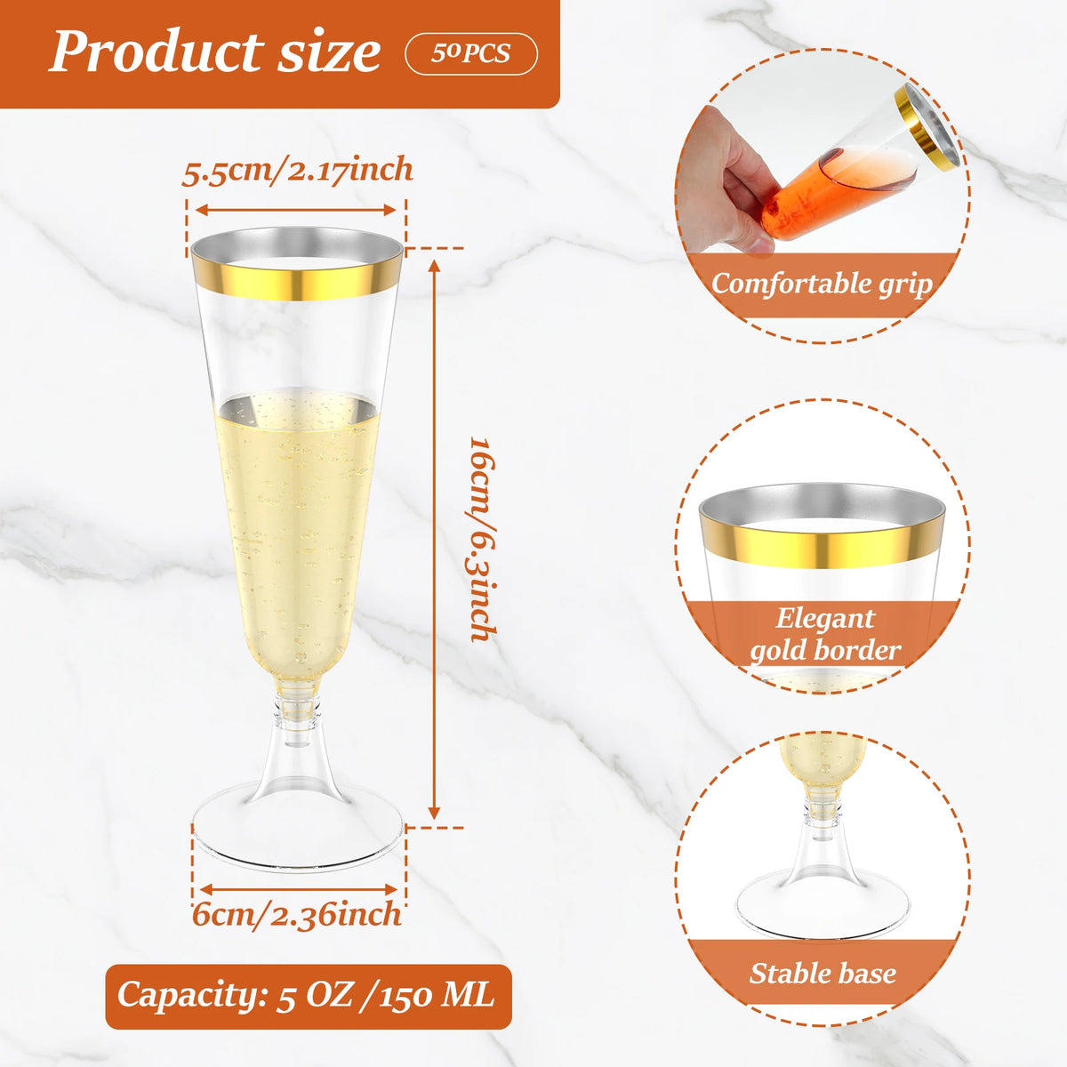 50er Set Elegante Champagnergläser mit Goldrand