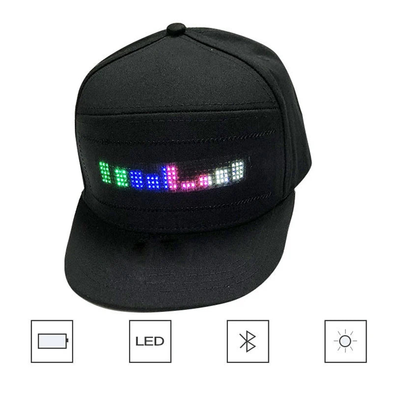 LED Hip-Hop Cap mit Leuchtdisplay – Party Kappe